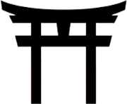 zwarte illustratie van een japanse torii poort op een witte achtergrond
